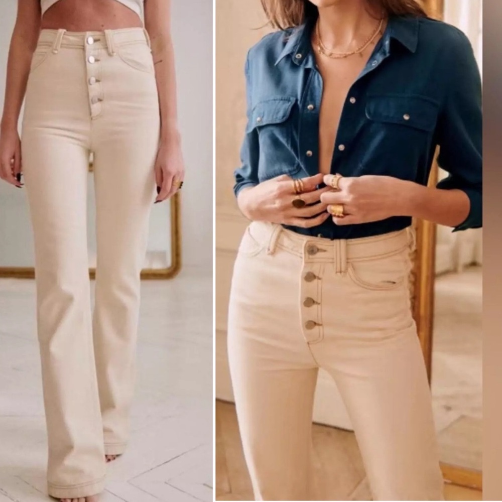 SEZANE high waisted cream jeans 38